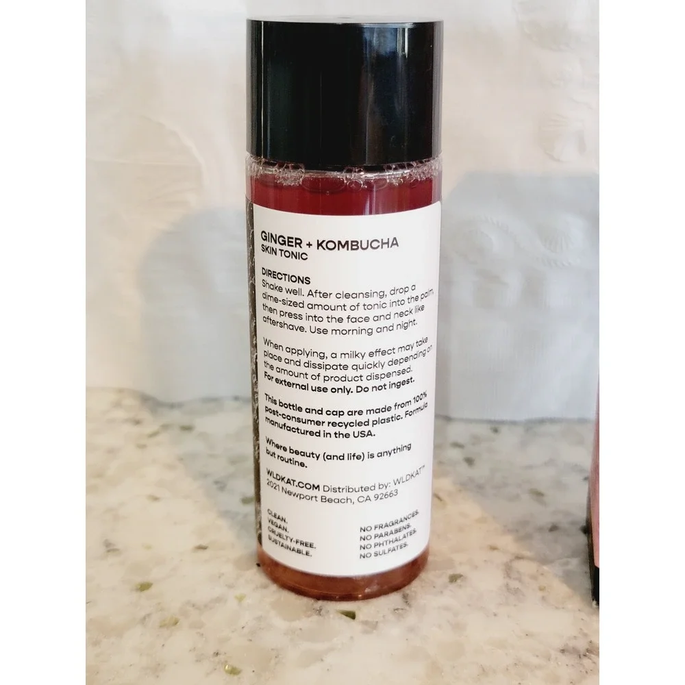 WLDKAT Ginger + Kombucha Skin Tonic 3.33 fl‎ oz 98.5 ml Vegan Face Toner NEW